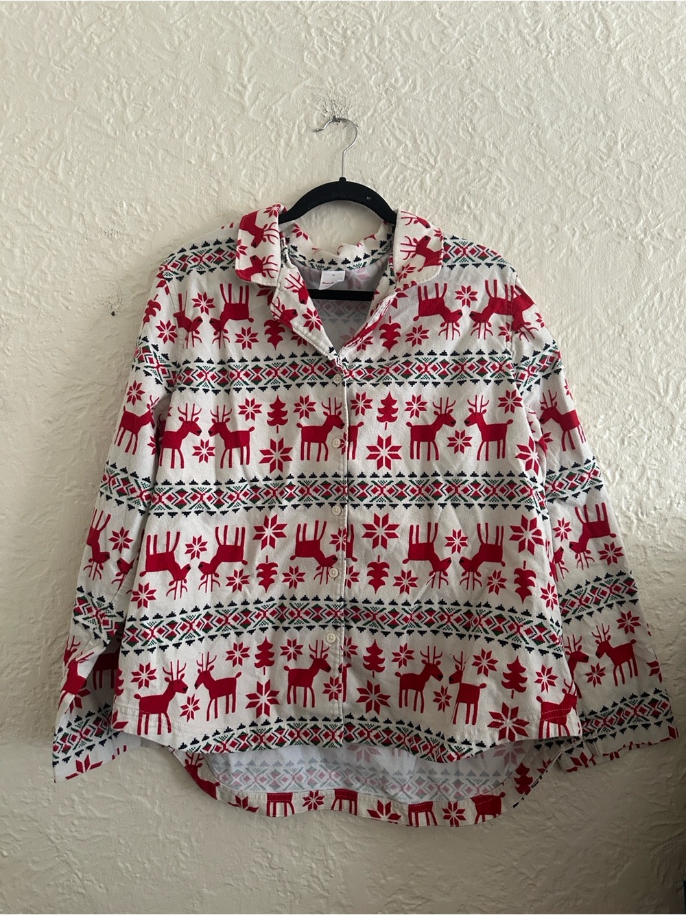 Hanna Andersson Women’s Christmas Dear Deer Reindeer Flannel Pajama Top XL